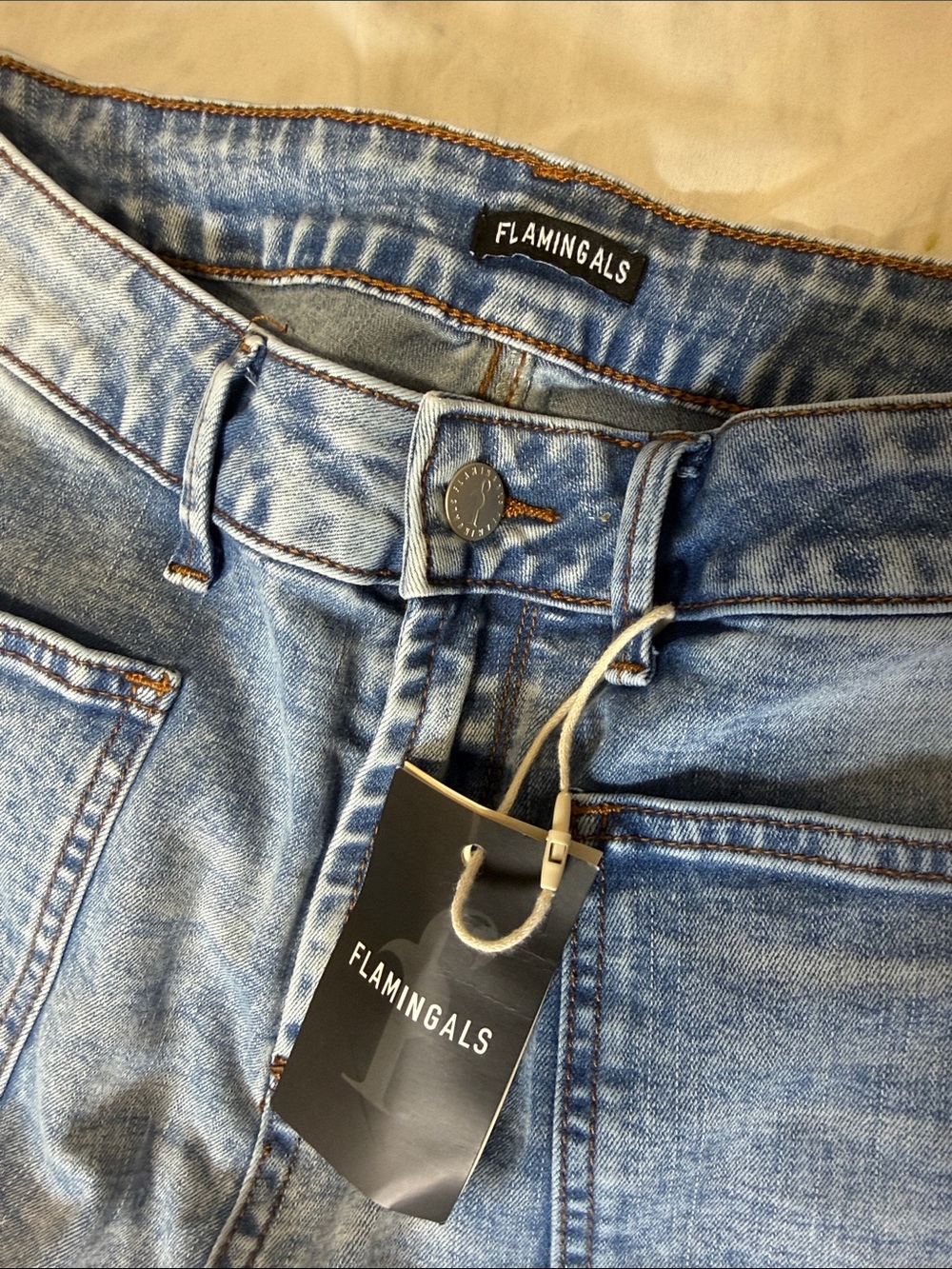 Embroidered Light Blue Wide-Leg Women's Jeans by - Picture 2 of 6